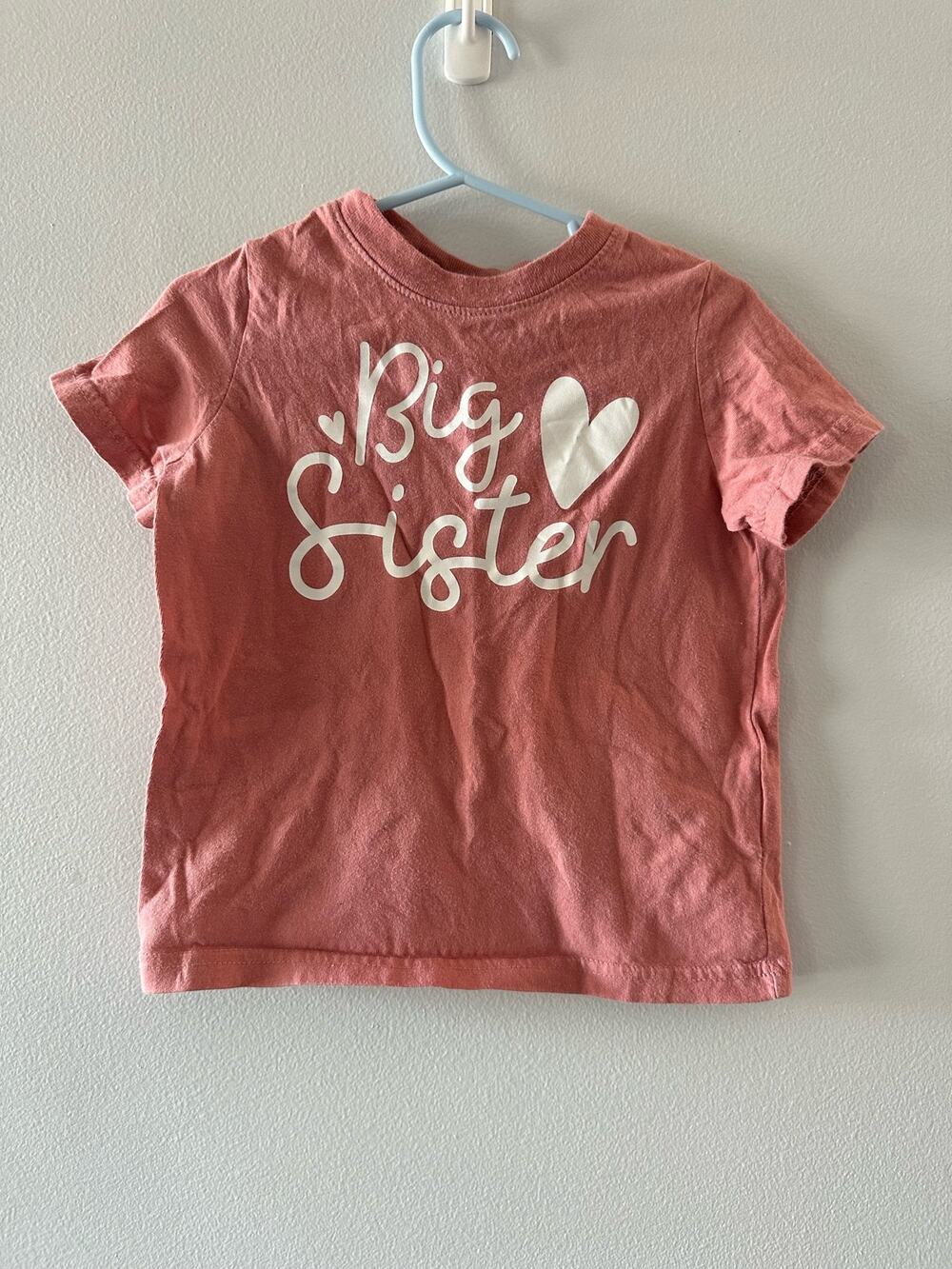 Rabbit Skins Top Toddler Girl 3 Pink Big Sister T-shirt Crewneck Graphic Tee